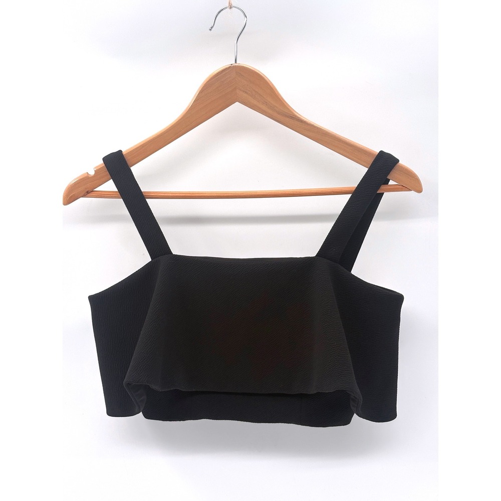 Lovers + Friends Crop Top Women Size Small Black Bustier Bralette Boning Y2K